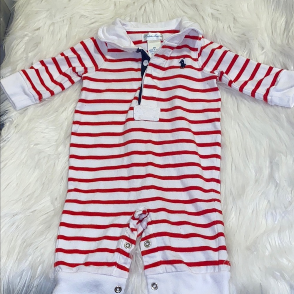 Ralph Lauren Baby Striped Cotton Coverall